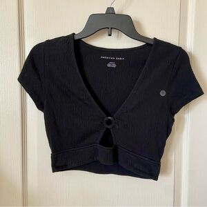 NWT American Eagle Keyhole Cropped Black Top